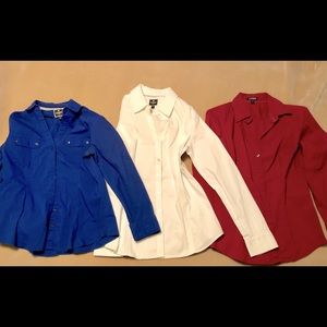 3 Express Essential Button Down Shirts, Size M, Excellent Preworn Condition